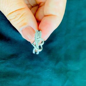 Sterling silver and diamond heart shape ring